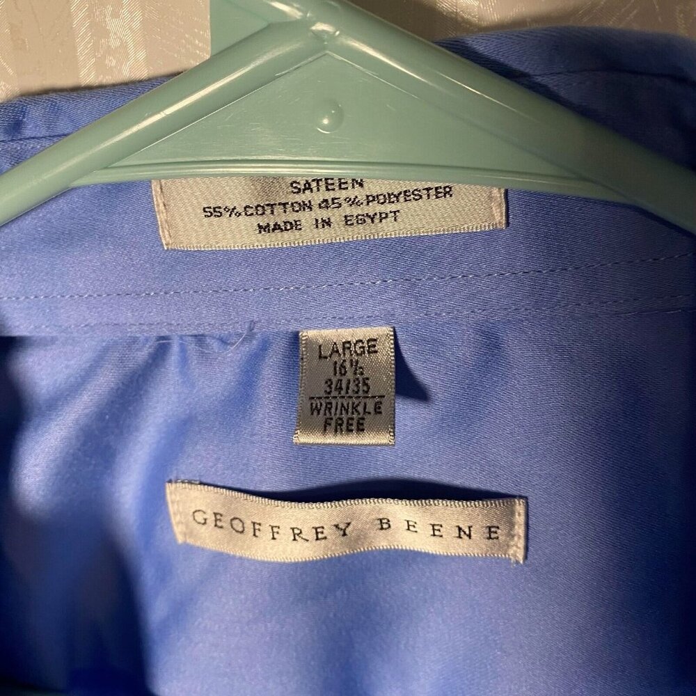 Geoffrey Beene Regular Fit Mens Blue Button Down Long Sleeve Shirt Size‎ Large - Picture 7 of 10